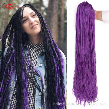 Hot sell Purple Blonde colored Long Colorful 28 inch Zizi Box Braids Hair Crochet Box Hair Extension Synthetic 3x box Braid